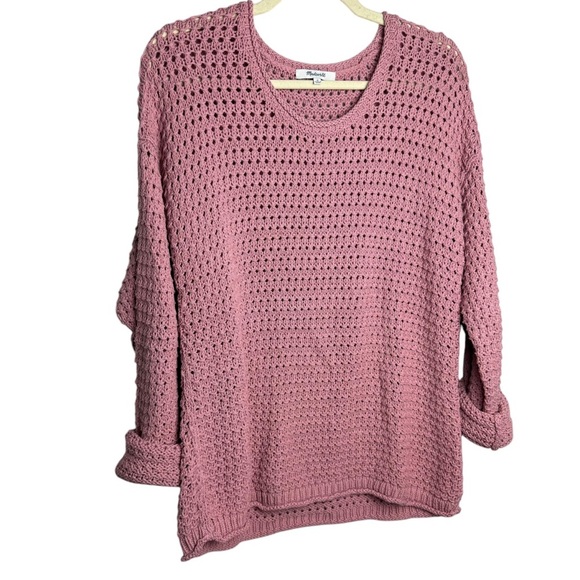 Madewell Open Stitch Austen Pullover Sweater Dusty Pink Size M Beachy Coastal - Picture 4 of 12